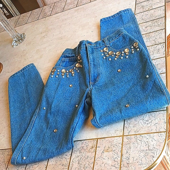 Ladies Vintage jeans,brand- Monique..u.s.a.,size 3/4..crystal embellishments - Picture 12 of 14